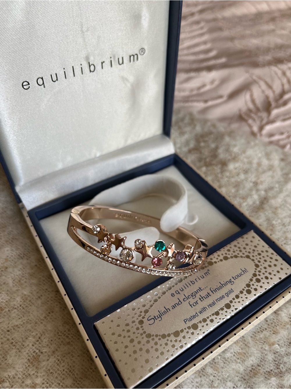 Equilibrium Rose Gold Multi-Stone Star Cuff Bracelet